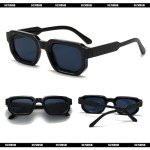 Trendy 90s Retro Rectangle Sunglasses - Black/Grey