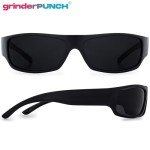 GrinderPUNCH Men's Matte Black Wrap Around Sunglasses