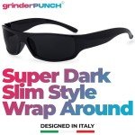GrinderPUNCH Men's Matte Black Wrap Around Sunglasses