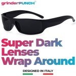 GrinderPUNCH Men's Matte Black Wrap Around Sunglasses