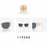 Tory Burch Ivory/Dark Blue Rectangular Sunglasses + Kit