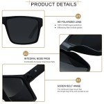 LYZOIT Oversized Polarized Square Sunglasses - Matte Black