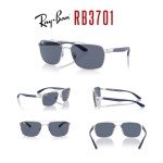 Ray-Ban RB3701 Dark Grey Rectangle Sunglasses + Kit
