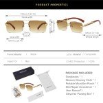 Gleyemor Men's Rimless Rectangle Fashion Sunglasses