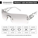 SENMARIES Rimless Y2K Rectangle Vintage Sunglasses