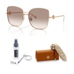 Tory Burch Rose Gold Cateye Sunglasses + Eyewear Kit