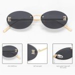 Chic Retro Oval Gold Metal Sunglasses
