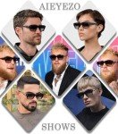 AIEYEZO Retro Rectangle Designer Sunglasses (Black/Grey)