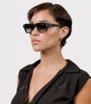 AIEYEZO Retro Rectangle Designer Sunglasses (Black/Grey)