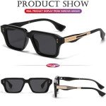 AIEYEZO Retro Rectangle Designer Sunglasses (Black/Grey)