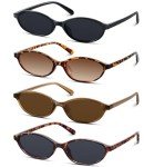 KUGUAOK Women's 90s Retro Oval Cat Eye Sunglasses
