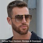Trendy Rimless Oversized Square Sunglasses for Men