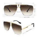 Trendy Rimless Oversized Square Sunglasses for Men