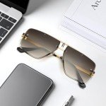 Trendy Rimless Oversized Square Sunglasses for Men