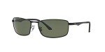 Ray-Ban RB3498 Rectangular Sunglasses - Black/Polarized Green