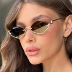 TYA Retro Y2K Semi-Rimless Gold Sunglasses