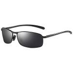 ZHILE Polarized Rectangular Designer Sunglasses - Black/Grey