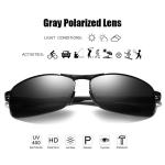 ZHILE Polarized Rectangular Designer Sunglasses - Black/Grey