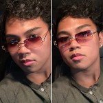 Rimless Retro Rectangle Sunglasses in Brown