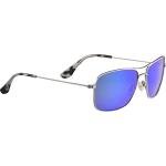 Maui Jim Polarized Aviator Sunglasses in Silver/Blue