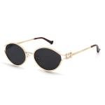 BOTEN Retro Oval Sunglasses - Trendy Gold Metal Shades