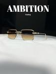 SHADES SPOT Rimless Rectangle Sunglasses with Gold Lenses