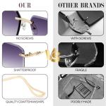 SHADES SPOT Rimless Rectangle Sunglasses with Gold Lenses