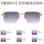 SHADES SPOT Rimless Rectangle Sunglasses with Gold Lenses