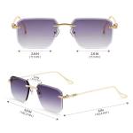 SHADES SPOT Rimless Rectangle Sunglasses with Gold Lenses
