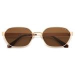 SOJOS Polarized Hexagon Sunglasses, Gold/Brown