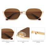 SOJOS Polarized Hexagon Sunglasses, Gold/Brown