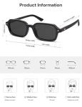 SOJOS Polarized Retro Rectangle Sunglasses, Black/Grey