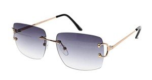 Retro Rimless Rectangle Sunglasses for Women – Gold