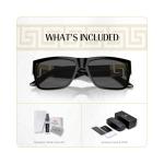 Versace VE4296 Black/Grey Square Sunglasses + Accessory Kit