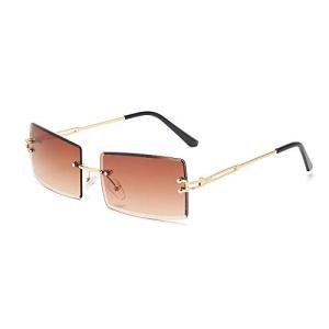 Dollger Rimless Rectangle Sunglasses - Y2K Retro Style