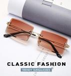 Dollger Rimless Rectangle Sunglasses - Y2K Retro Style