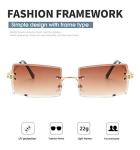 Dollger Rimless Rectangle Sunglasses - Y2K Retro Style