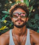 FEISEDY Vintage Double Bridge Square Sunglasses