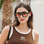 FEISEDY Vintage Double Bridge Square Sunglasses