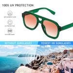FEISEDY Vintage Double Bridge Square Sunglasses