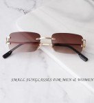 Rimless Retro Rectangle Sunglasses in Brown
