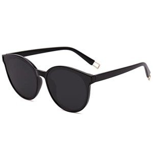 SOJOS Oversized Vintage Round Sunglasses, Black/Grey