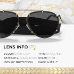 Versace Women's Black Aviator Sunglasses with Gold Temples