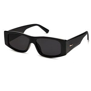 SOJOS Y2K Polarized Rectangle Sunglasses - Black/Grey