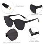 SOJOS Oversized Vintage Round Sunglasses, Black/Grey