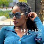 FEISEDY Oversized Square Sunglasses with Pearl Details