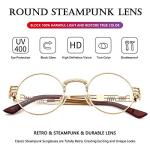 AIEYEZO Retro Round Steampunk Sunglasses - Gold/Transparent