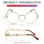 AIEYEZO Retro Round Steampunk Sunglasses - Gold/Transparent