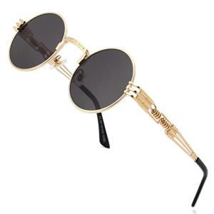AIEYEZO Round Steampunk Sunglasses – Retro Circle Style