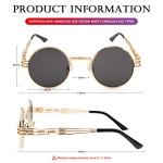 AIEYEZO Round Steampunk Sunglasses – Retro Circle Style